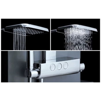 Flova Fusion GoClick Exposed Thermostatic Shower Column with Handset Kit & Dual Function Waterfall Overhead Shower