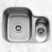 Caple Form 1.5 Bowl Undermount Satin Stainless Steel Sink & Waste Kit with Right Hand Small Bowl - 590 x 450mm