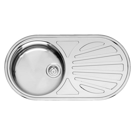Reginox Galicia Single Bowl Stainless Steel Inset Sink & Waste with Reversible Drainer - 855 x 445mm