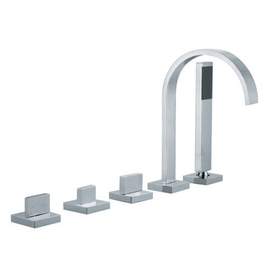 Vado Geo 5 Hole Deck Mounted Bath Shower Mixer with Shower Kit