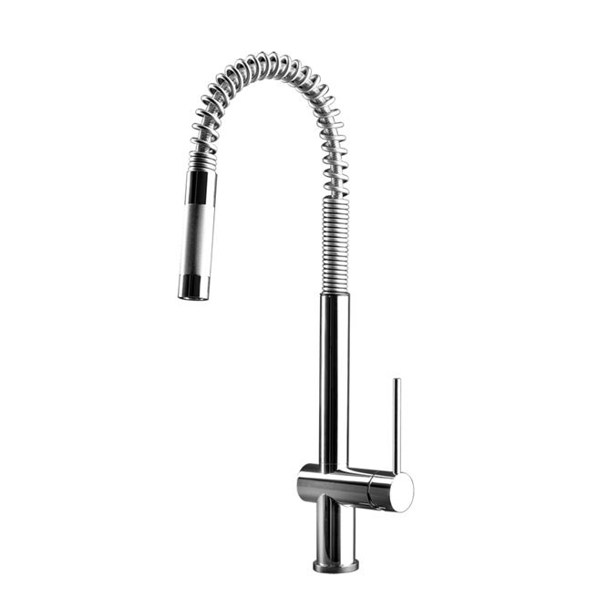 Gessi Oxygen Hi-Tech Semi-Pro Monobloc Kitchen Mixer with Swivel Spring Spout & Pull-Out Rinse