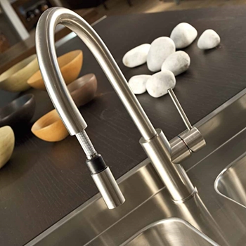 Gessi Oxygen Single Lever Mono Kitchen Mixer with Swivel 'C' Spout & Pull-Out Spray
