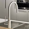 Gessi Oxygen Single Lever Mono Kitchen Mixer with Swivel Spout & Pull-Out Rinse - Brushed Nickel