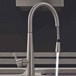 Gessi Just Mono Kitchen Mixer with Swivel Spout & Pull Out Spray - Coloured LED - Brushed Steel