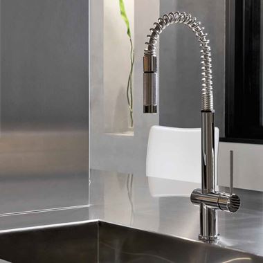 Gessi Oxygen Hi-Tech Single Lever Mono Kitchen Mixer With Flexi Pull-Out Rinse