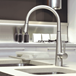 Gessi Just Single Lever Mono Kitchen Mixer with Swivel Spout & Pull Out Spray - Brushed Steel