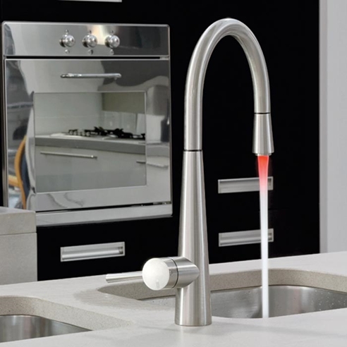 Gessi Just Mono Kitchen Mixer with Pull-Out Spray & LED Lights