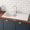 RAK 1000 Gourmet 1.5 Bowl White Ceramic Kitchen Sink with Reversible Drainer - 1010 x 510mm