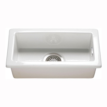 Butler & Rose Gourmet White Ceramic Rectangular 0.5 Bowl Kitchen Sink & Waste Kit - 250mm x 475mm