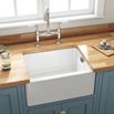 Fireclay Farmhouse Belfast White Ceramic Kitchen Sink & Waste with Weir Overflow - 600 x 450mm