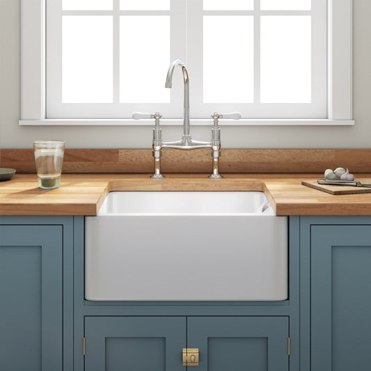 Butler & Rose Ceramic Fireclay Belfast Traditional Kitchen Sink with Waste - 595 x 455mm