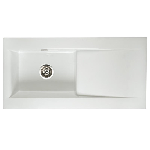 Butler & Rose Dream White Ceramic Fireclay Single Bowl Kitchen Sink with Reversible Drainer & Waste Kit - 1010mm x 510mm