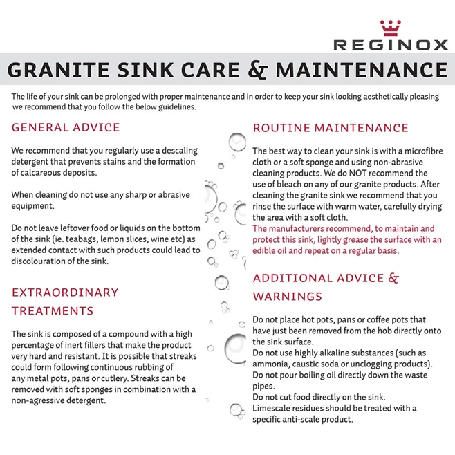 Reginox Harlem 1.5 Bowl Granite Composite Kitchen Sink & Waste Kit - 1000 x 500mm