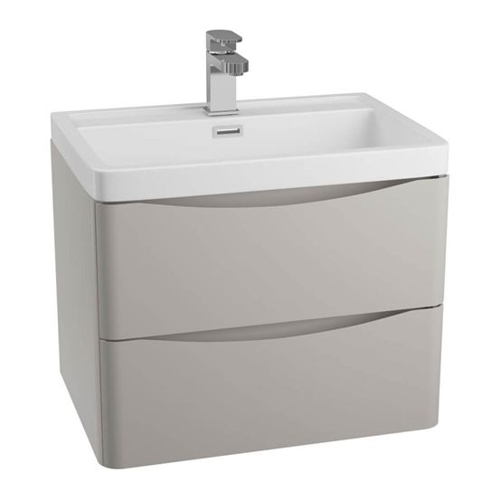 Harbour Clarity 600mm Wall Mounted 2 Drawer Vanity Unit Basin Light Grey Tap Warehouse - Pale Grey Bathroom Vanity Unit