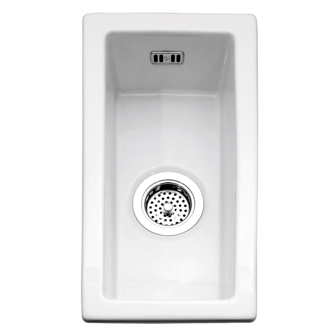 Caple Hampshire 0.5 Bowl Inset or Undermount White Ceramic Kitchen Sink - 250 x 475mm