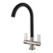 Harbour Alchemy Twin Lever Mono Kitchen Mixer Tap - Brushed Nickel & Black