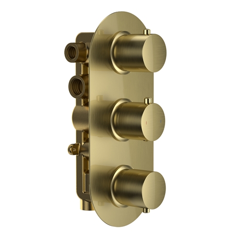 Harbour Clarity Brushed Brass 3 Outlet Thermostatic Concealed Shower Valve
