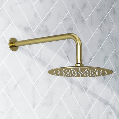 Habour Clarity Round Shower Head with Shower Arm - Brushed Brass
