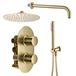 Habour Clarity Brushed Brass Shower Package with 2 Outlet Valve, Fixed Head & Arm and Wall Shower Kit