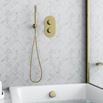 Habour Clarity Brushed Brass Shower Package with 2 Outlet Valve, Wall Shower Kit and Overflow Bath Filler
