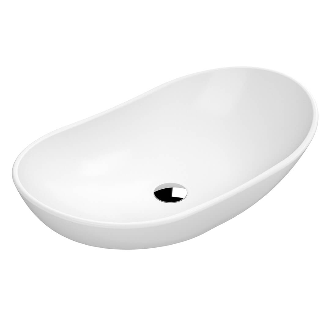 Harbour Curved Countertop Basin - Matt White