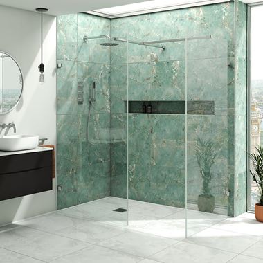 Harbour Frameless 10mm 2m Tall Easy Clean No-Profile Wetroom 2 Panels 1000mm & 600mm