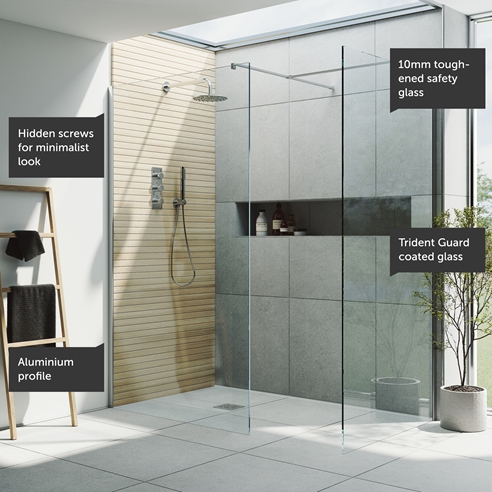 Harbour i10 10mm Easy Clean 2m Tall Wetroom 2 Panel Pack - Chrome