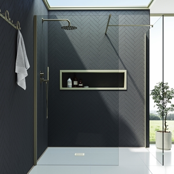 Harbour i10 10mm Easy Clean 2m Tall Wetroom 2 Panel Pack - Brushed Brass