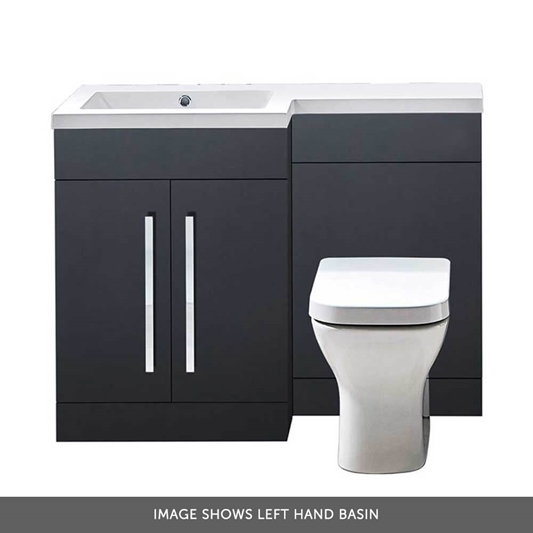 Harbour Icon 1100mm Left Hand Combination Bathroom Toilet Sink Unit Graphite Grey Tap Warehouse - Bathroom Toilet And Sink Unit Grey