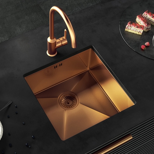 Vellamo Designer Single Bowl Inset/Undermount Stainless Steel Kitchen Sink & Waste - 440 x 440mm