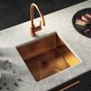Vellamo Designer Single Bowl Inset/Undermount Brushed Copper Stainless Steel Kitchen Sink & Waste - 440 x 440mm