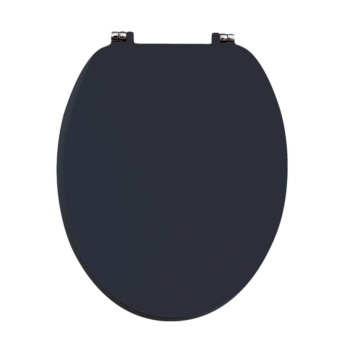 Harbour Indigo Blue Vinyl Wrapped Soft Close Wooden Toilet Seat Tap