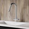 Harbour Pro Twin Lever Mono Pull Out Spray Kitchen Mixer Tap - Polished Chrome