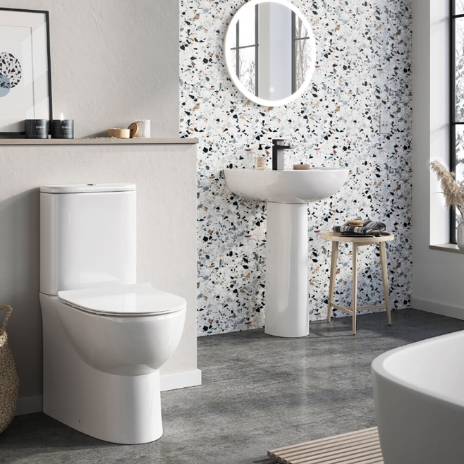Harbour Serenity Rimless Fully Back to Wall Toilet with Soft Close Seat
