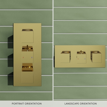 Harbour Status Brushed Brass 2 Outlet Thermostatic Concealed Shower Valve (Three Handle)