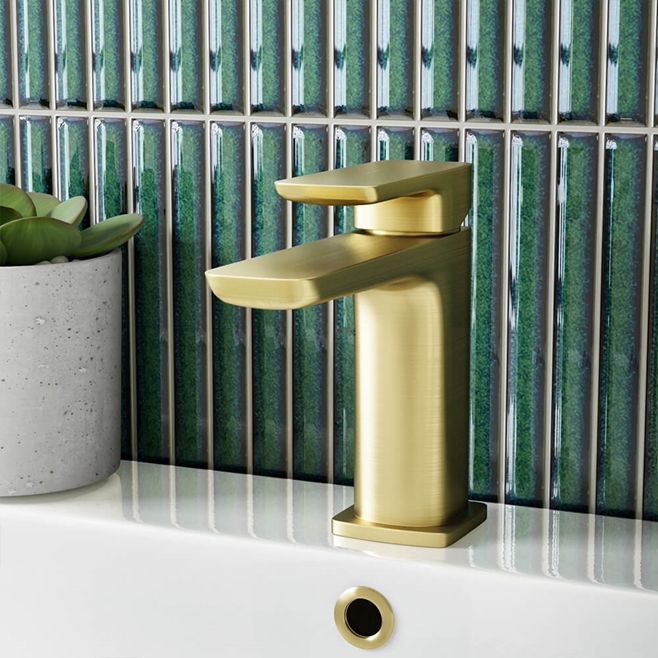 Harbour Status Brushed Brass WRAS Approved Mono Basin Mixer Tap & Waste