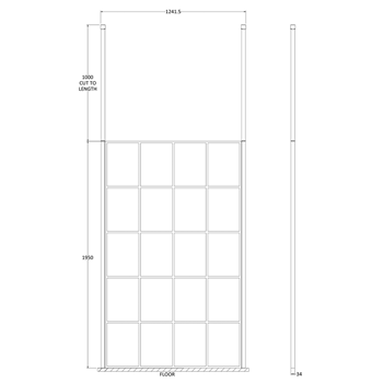Vellamo City 8mm Easy Clean Matt Black Framed Freestanding Walk In Panel & Ceiling Posts