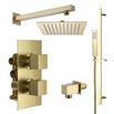 Harbour Status Brushed Brass Shower Package with 2 Outlet Valve, Fixed Head & Arm and Slide Rail Shower Kit