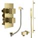 Habour Status Brushed Brass Shower Package with 2 Outlet Valve, Slide Rail Kit and Overflow Bath Filler