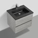 Harbour Substance 600mm 2 Drawer Wall Mounted Vanity Unit & Black Basin - Concrete Effect