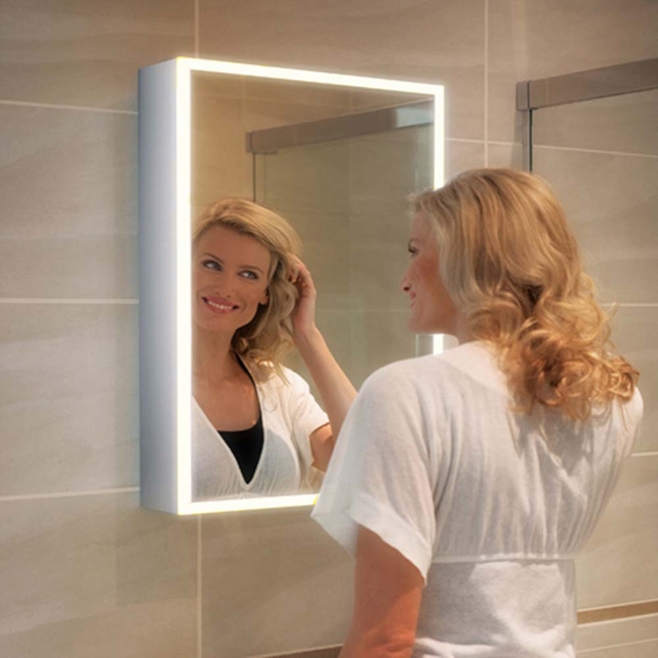HiB Qubic LED Illuminated Mirror Cabinet with Shaver Socket - 3 Sizes