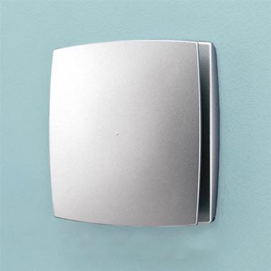 HIB Breeze Matt Silver Wall or Ceiling Mounted Slimline Low Profile Fan with Timer & Humidity Sensor