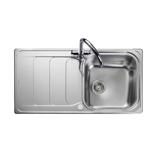 Rangemaster Houston 1 Bowl Stainless Steel Sink & Waste with Reversible Drainer - 985 x 508mm