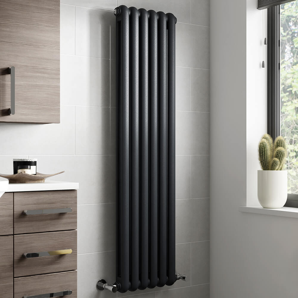 Hudson Reed Salvia Anthracite Vertical Column Radiator - 1500mm x 383mm