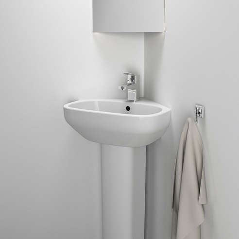 Ideal Standard i.life A Corner 450mm Cloakroom Basin & Full Pedestal