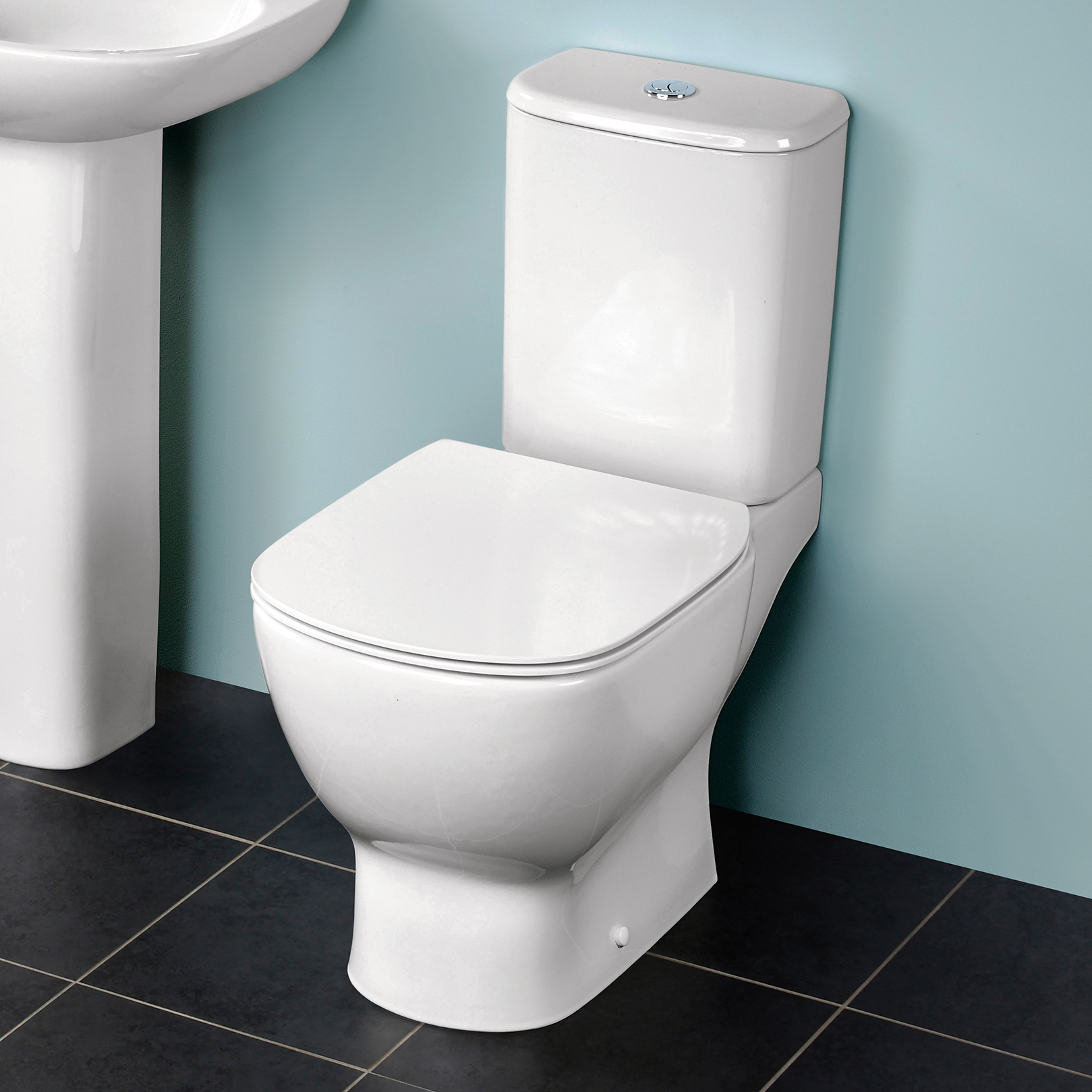 Ideal Standard Tesi Close Coupled Toilet with Aquablade® Flush Technology & Soft Close Seat