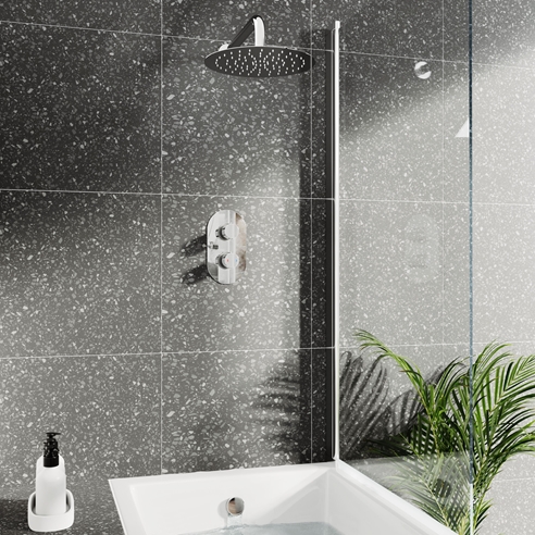 Imogen Concealed Shower Valve, Fixed Shower Head & Overflow Bath Filler
