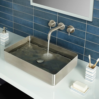 Inox Brushed Stainless Steel Wall Mounted Basin Mixer