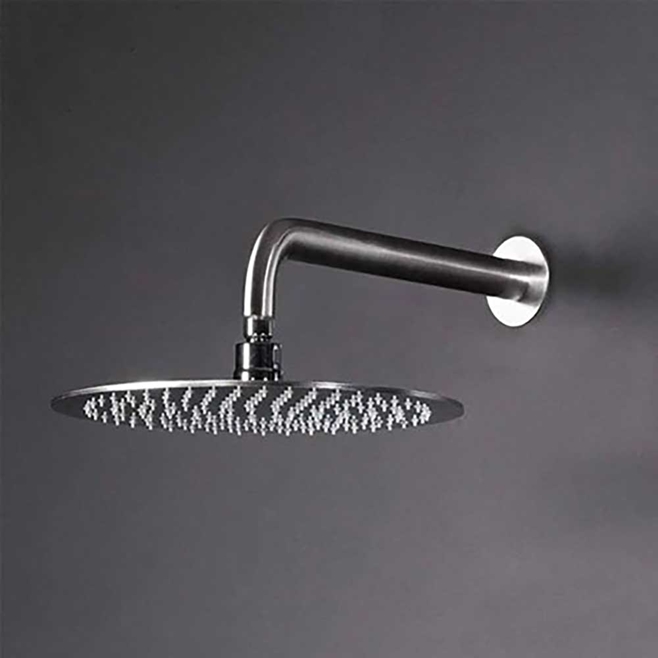 Inox Brushed Stainless Steel Round Wall Shower Arm - 400mm