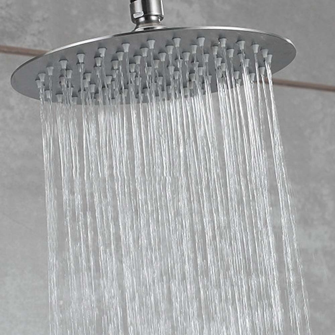 Inox Glide Extra Slim Brushed Stainless Steel Fixed Shower Head - 300mm